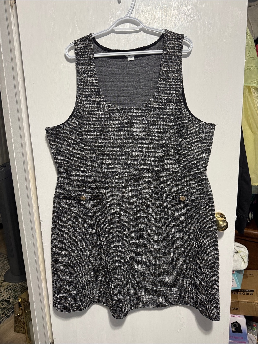 Penningtons Black & White Tweed Sleeveless Shift Dress